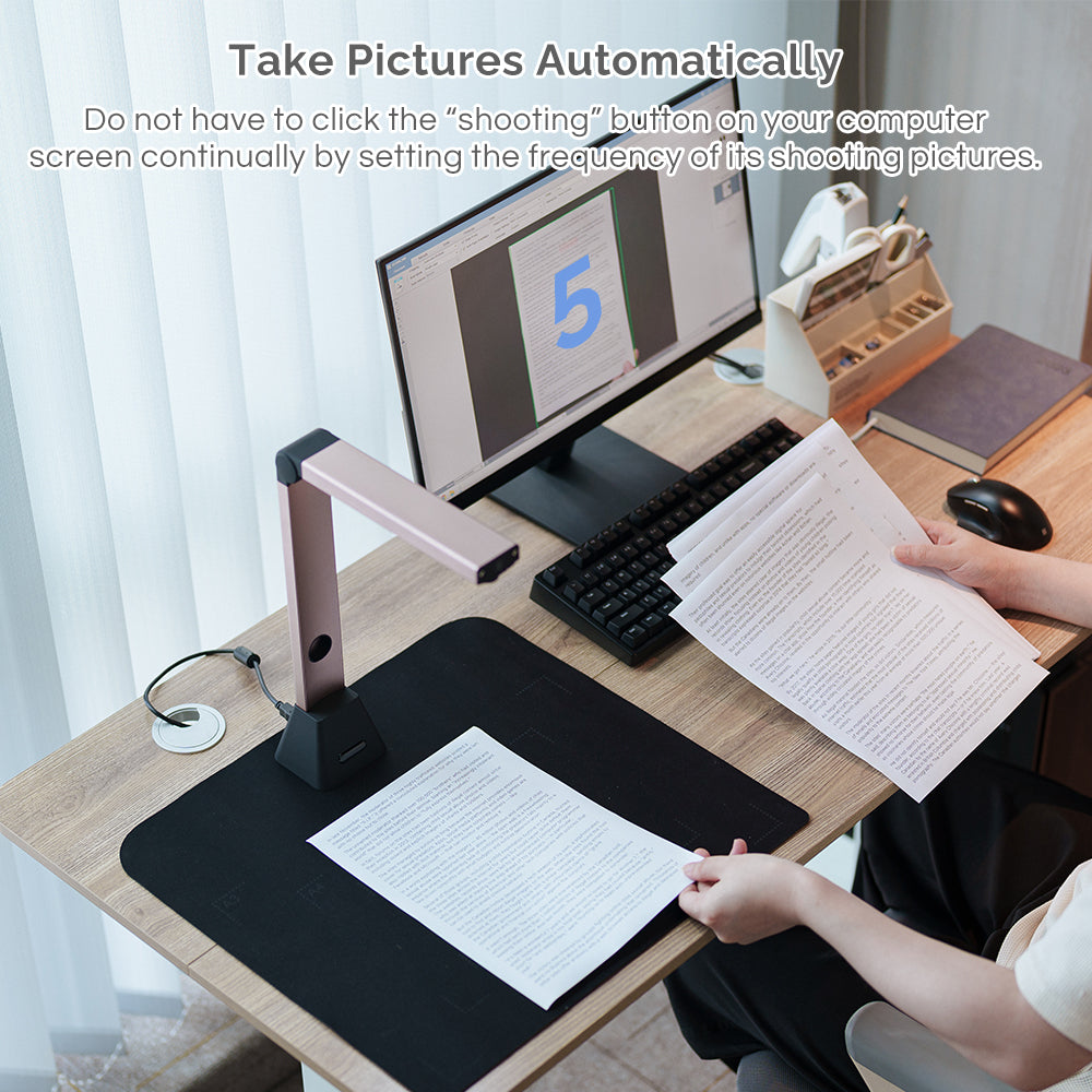 Bamboosang Portable Document Camera & Scanner: High Definition 8MP Document Scanner A3 Size Capture, Multi-language OCR, USB Doc Cam, Powerful Software Scanner for Teacher Classroom Office,WIN only